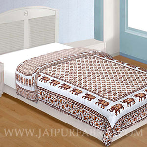 Single Quilt Yellow Elephant Print Super Fine  Golden Print Reversable