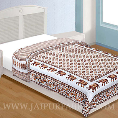 Single Quilt Yellow Elephant Print Super Fine  Golden Print Reversable