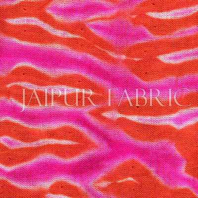 Pink and Orange Handmade Bandhej Work Cotton Scarf