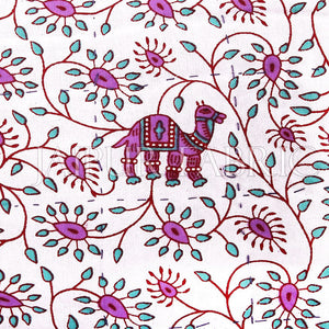 Purple Rajasthani Camel Border Flower Print Cotton AC Double Bed Quilt