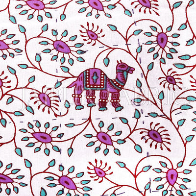 Purple Rajasthani Camel Border Flower Print Cotton AC Double Bed Quilt