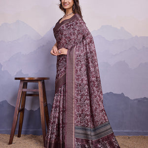 Purple Poly Silk Festival Saree With Blouse Piece