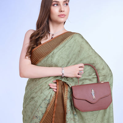 Green Poly Silk Daily Wear Saree With Blouse Piece