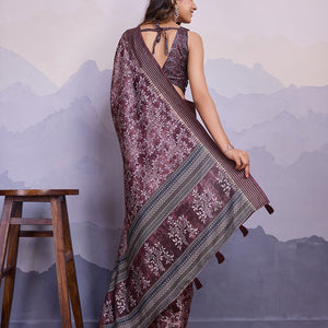 Purple Poly Silk Festival Saree With Blouse Piece