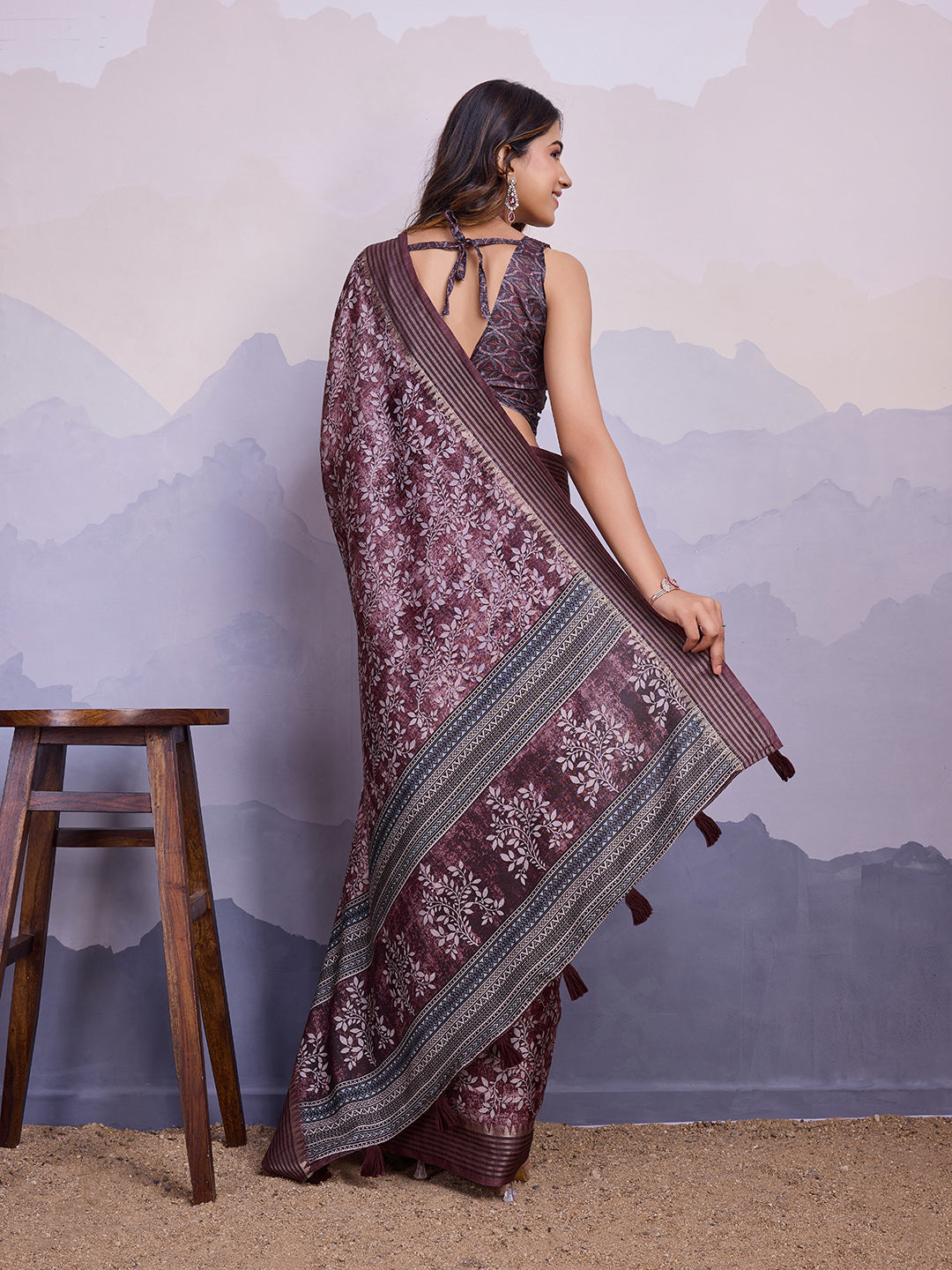 Purple Poly Silk Festival Saree With Blouse Piece
