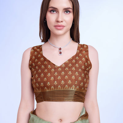 Green Poly Silk Daily Wear Saree With Blouse Piece
