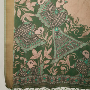 Green Poly Silk Festival Saree With Blouse Piece