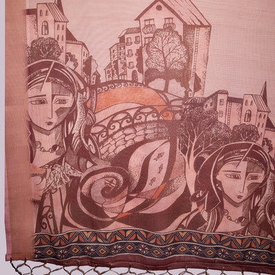 Peach Poly Silk Festival Saree With Blouse Piece