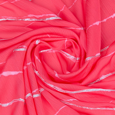 Pink Poly Chiffon Festival Saree With Blouse Piece