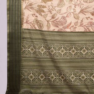 Peach Poly Silk Festival Saree With Blouse Piece
