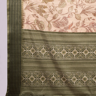 Peach Poly Silk Festival Saree With Blouse Piece