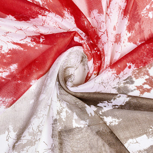 Red Poly Chiffon Festival Saree With Blouse Piece