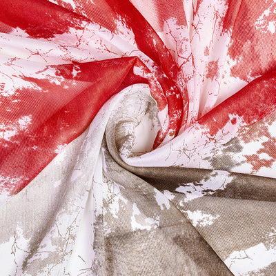 Red Poly Chiffon Festival Saree With Blouse Piece