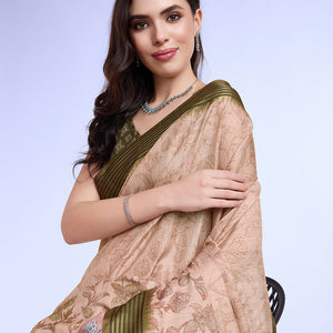 Peach Poly Silk Daily Wear Saree With Blouse Piece