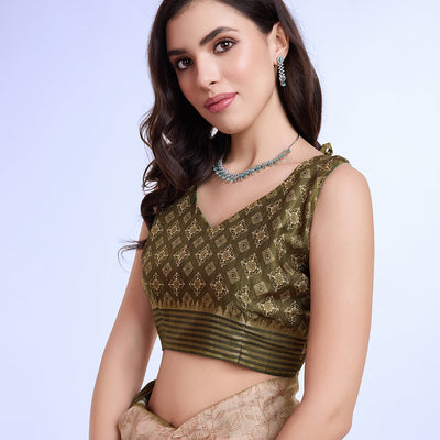 Peach Poly Silk Daily Wear Saree With Blouse Piece