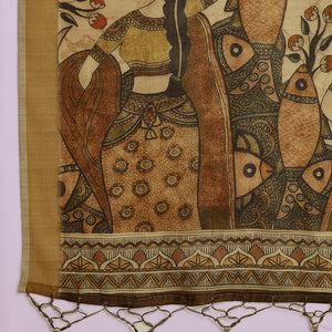 Beige Poly Silk Festival Saree With Blouse Piece