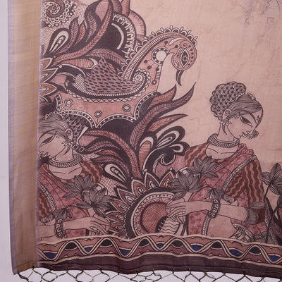 Brown Poly Silk Festival Saree With Blouse Piece