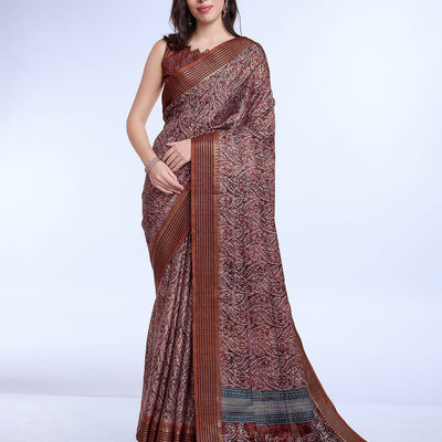 Maroon Poly Silk Daily Wear Saree With Blouse Piece