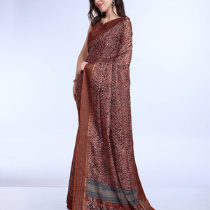 Maroon Poly Silk Daily Wear Saree With Blouse Piece