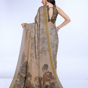 Grey Poly Silk Festival Saree With Blouse Piece