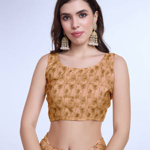 Orange Poly Chiffon Festival Saree With Blouse Piece