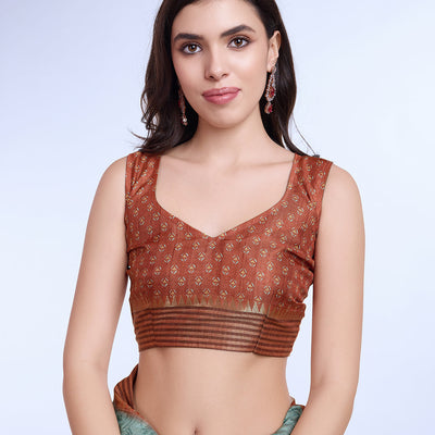 Teal Poly Silk Daily Wear Saree With Blouse Piece