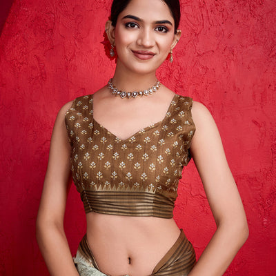 Green Poly Silk Festival Saree With Blouse Piece