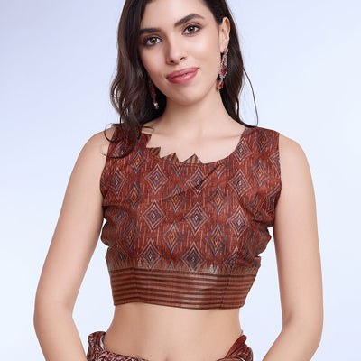 Maroon Poly Silk Daily Wear Saree With Blouse Piece