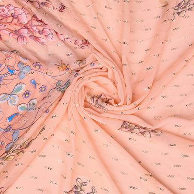 Orange Poly Chiffon Festival Saree With Blouse Piece