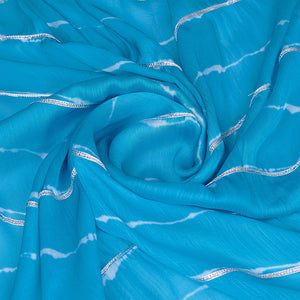 Blue Poly Chiffon Festival Saree With Blouse Piece