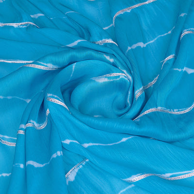 Blue Poly Chiffon Festival Saree With Blouse Piece