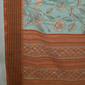 Teal Poly Silk Daily Wear Saree With Blouse Piece