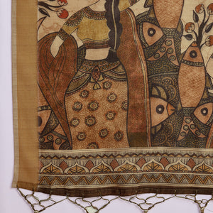 Beige Poly Silk Festival Saree With Blouse Piece