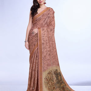 Rust Poly Silk Festival Saree With Blouse Piece