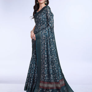 Blue Poly Silk Daily Wear Saree With Blouse Piece