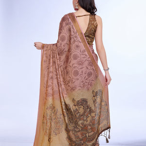Rust Poly Silk Festival Saree With Blouse Piece