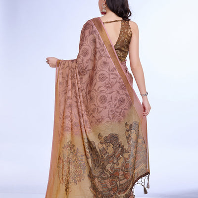 Rust Poly Silk Festival Saree With Blouse Piece