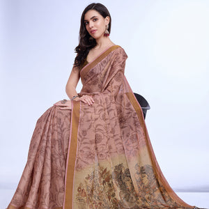 Rust Poly Silk Festival Saree With Blouse Piece