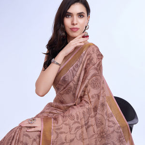 Rust Poly Silk Festival Saree With Blouse Piece