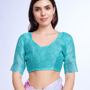Pink Poly Chiffon Festival Saree With Blouse Piece