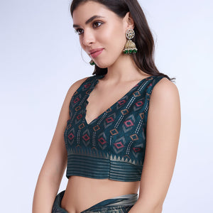 Blue Poly Silk Daily Wear Saree With Blouse Piece