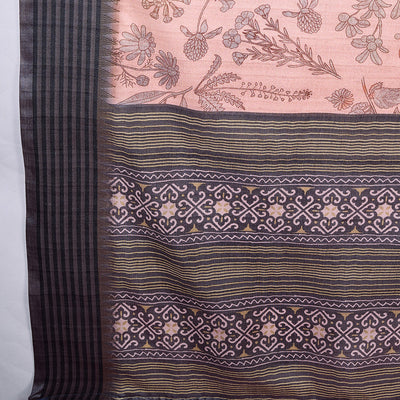 Pink Poly Silk Festival Saree With Blouse Piece
