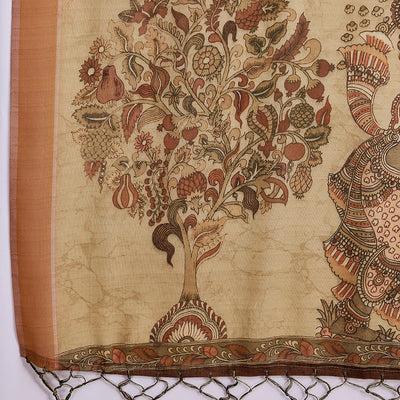 Rust Poly Silk Festival Saree With Blouse Piece