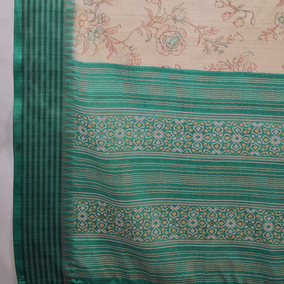 Beige Poly Silk Daily Wear Saree With Blouse Piece