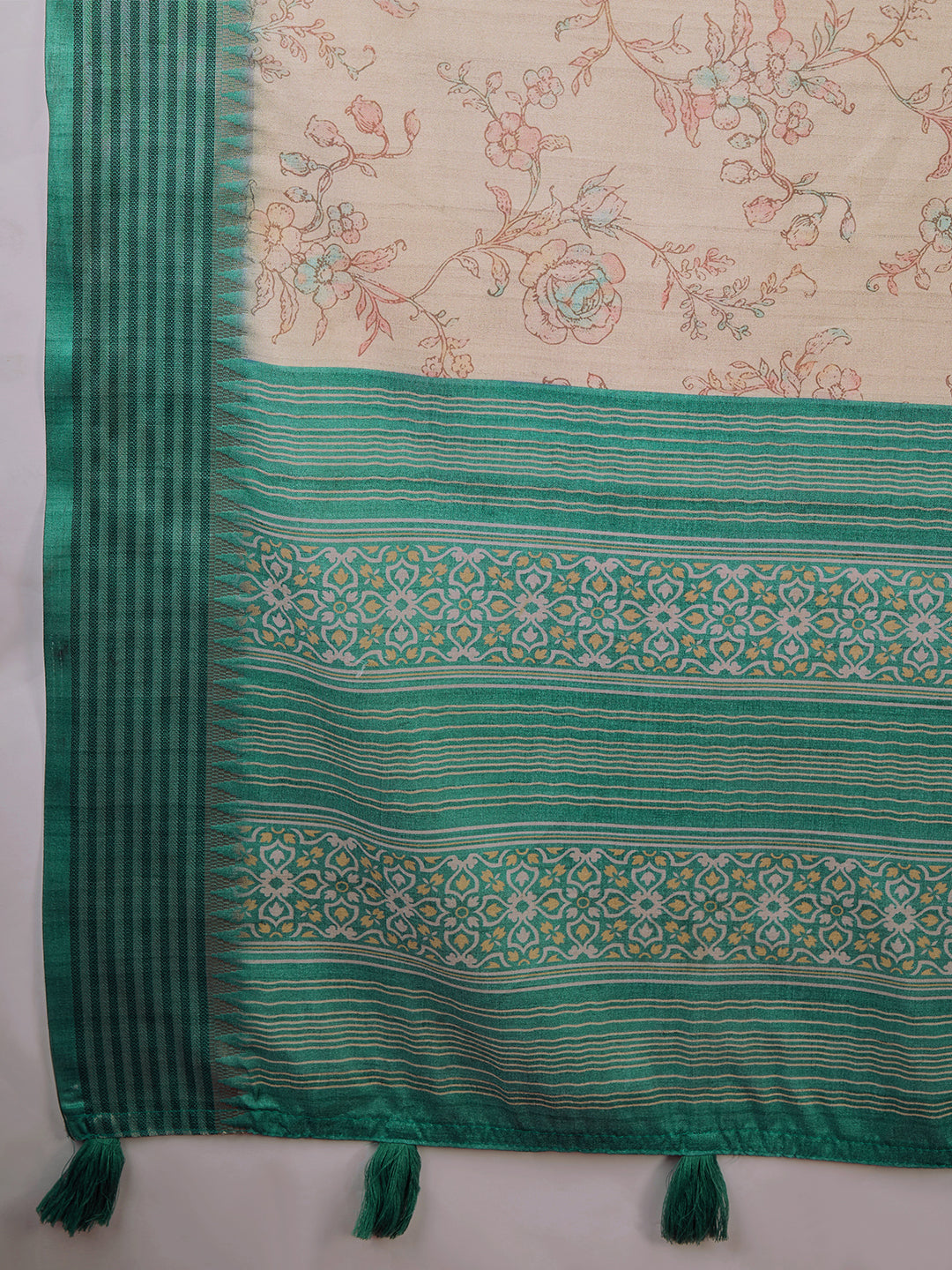Beige Poly Silk Daily Wear Saree With Blouse Piece
