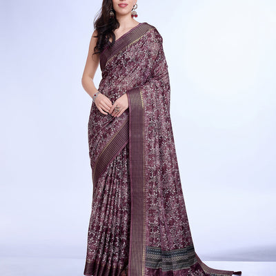 Purple Poly Silk Daily Wear Saree With Blouse Piece