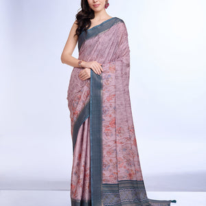 Lavender Poly Silk Daily Wear Saree With Blouse Piece