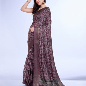 Purple Poly Silk Daily Wear Saree With Blouse Piece