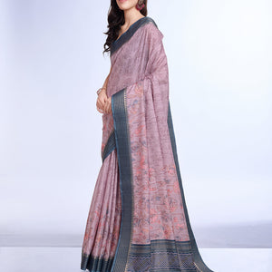 Lavender Poly Silk Daily Wear Saree With Blouse Piece