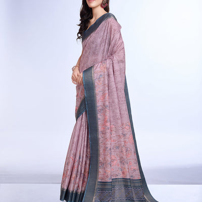 Lavender Poly Silk Daily Wear Saree With Blouse Piece